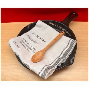 S'Mores Dip Skillet Set Baking Dish Black Stoneware Towel & Spoon NEW by Mud Pie